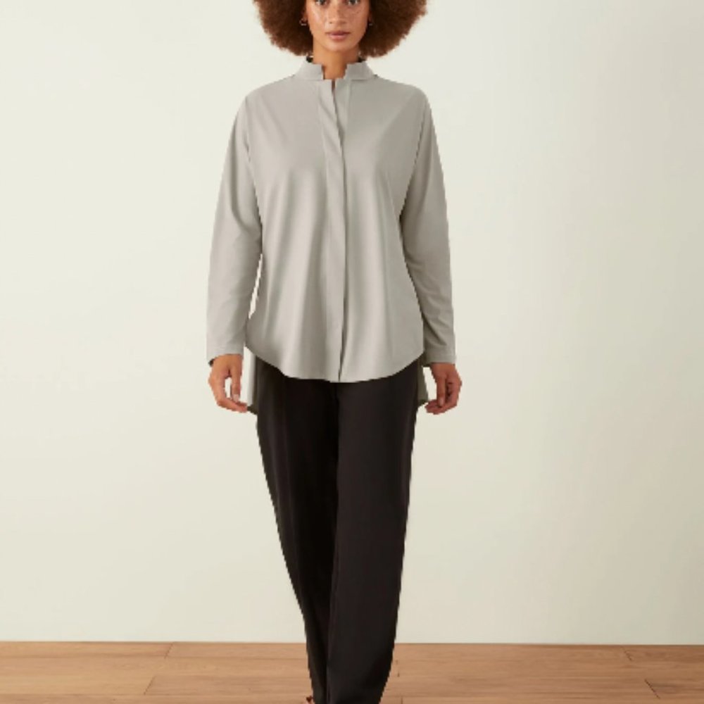 ADAY Something Borrowed Shirt - Sage Green Technical Silk Top L